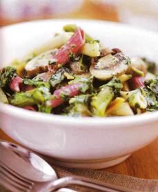 pasta con crema de espinaca y champignones