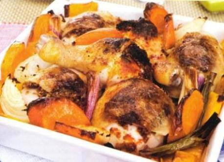 Pollo con vegetales al horno