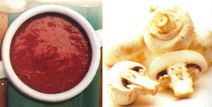 Salsa de tomate agridulce y salsa de champiñones